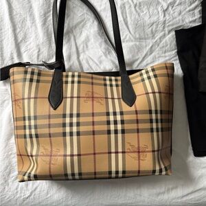 Burberry Beige and Black Plaid Handbag- great condition